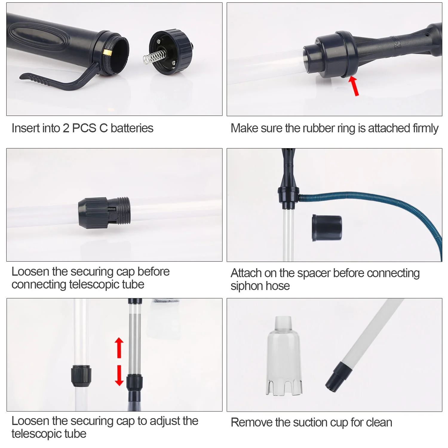 Battery Operated Aquarium Vacuum Gravel Cleaner Portable Fish Tank Cleaner Siphon Pump
