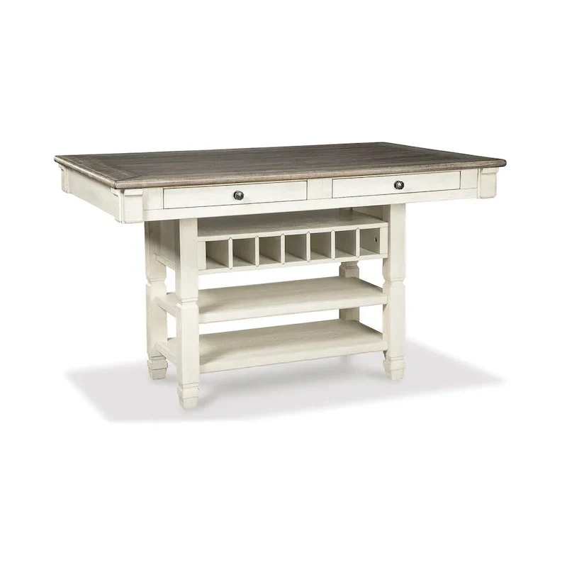 Signature Design by Ashley Bolanburg 7-Piece Counter Height Dining Set in Antique White and Brown