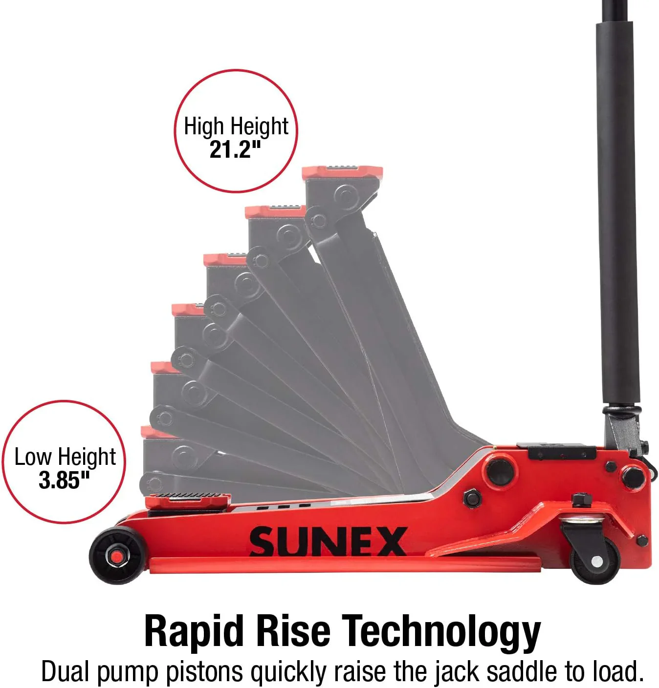 3.5 Ton Low Profile Steel Service Jack with Rapid Rise Technology