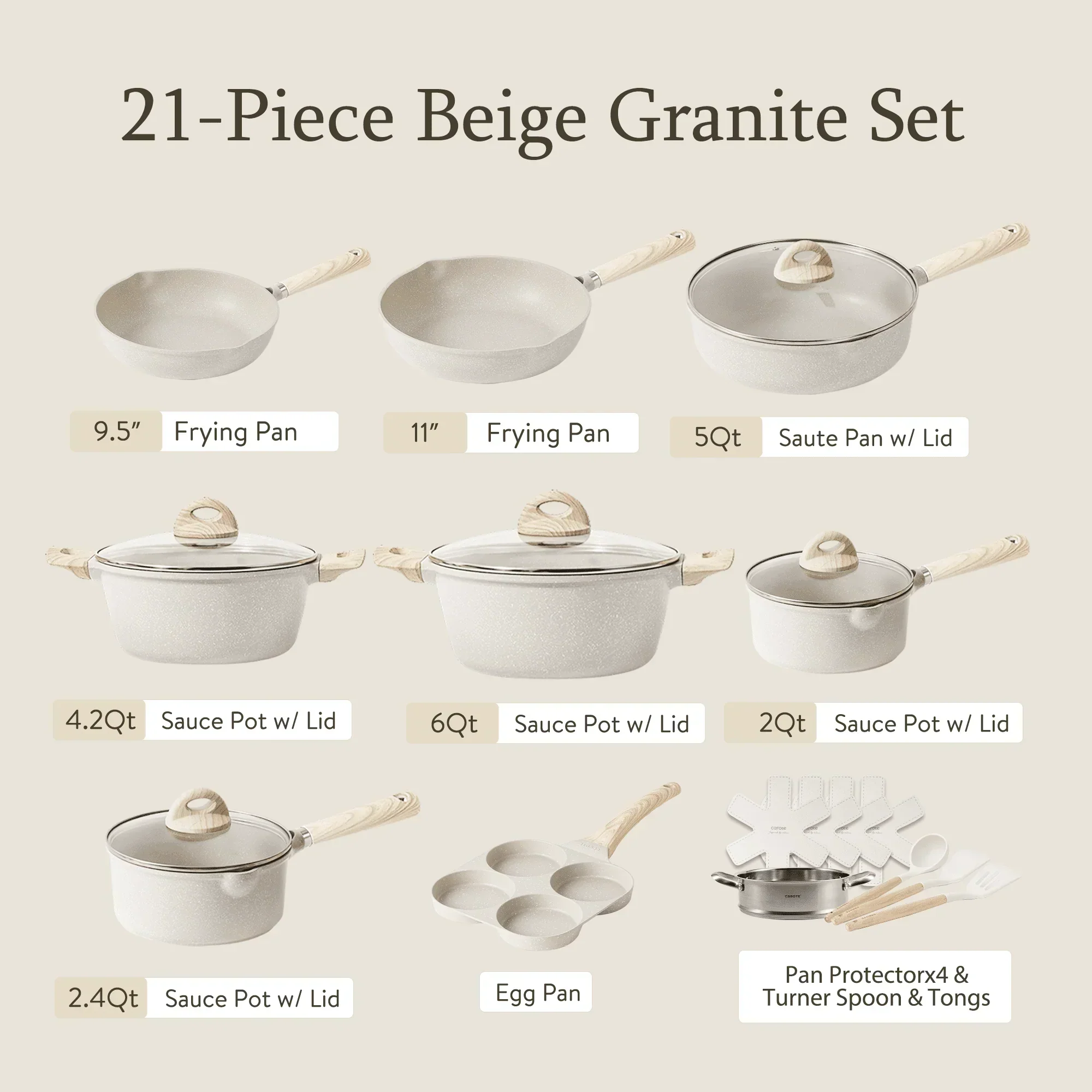 Carote Induction Kitchen Cookware Sets