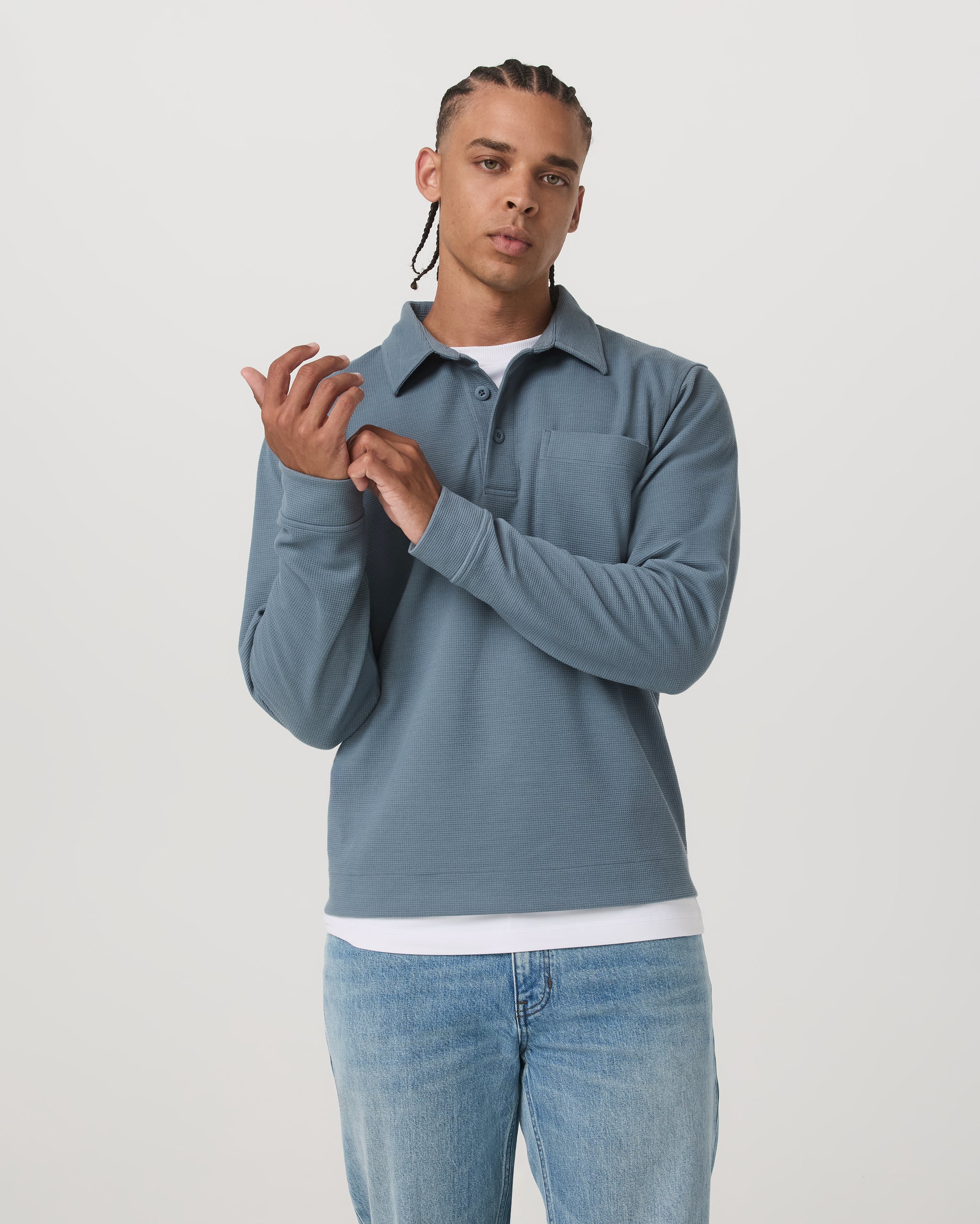 Long Sleeve Waffle Polo - Vuori Warehouse Sale​