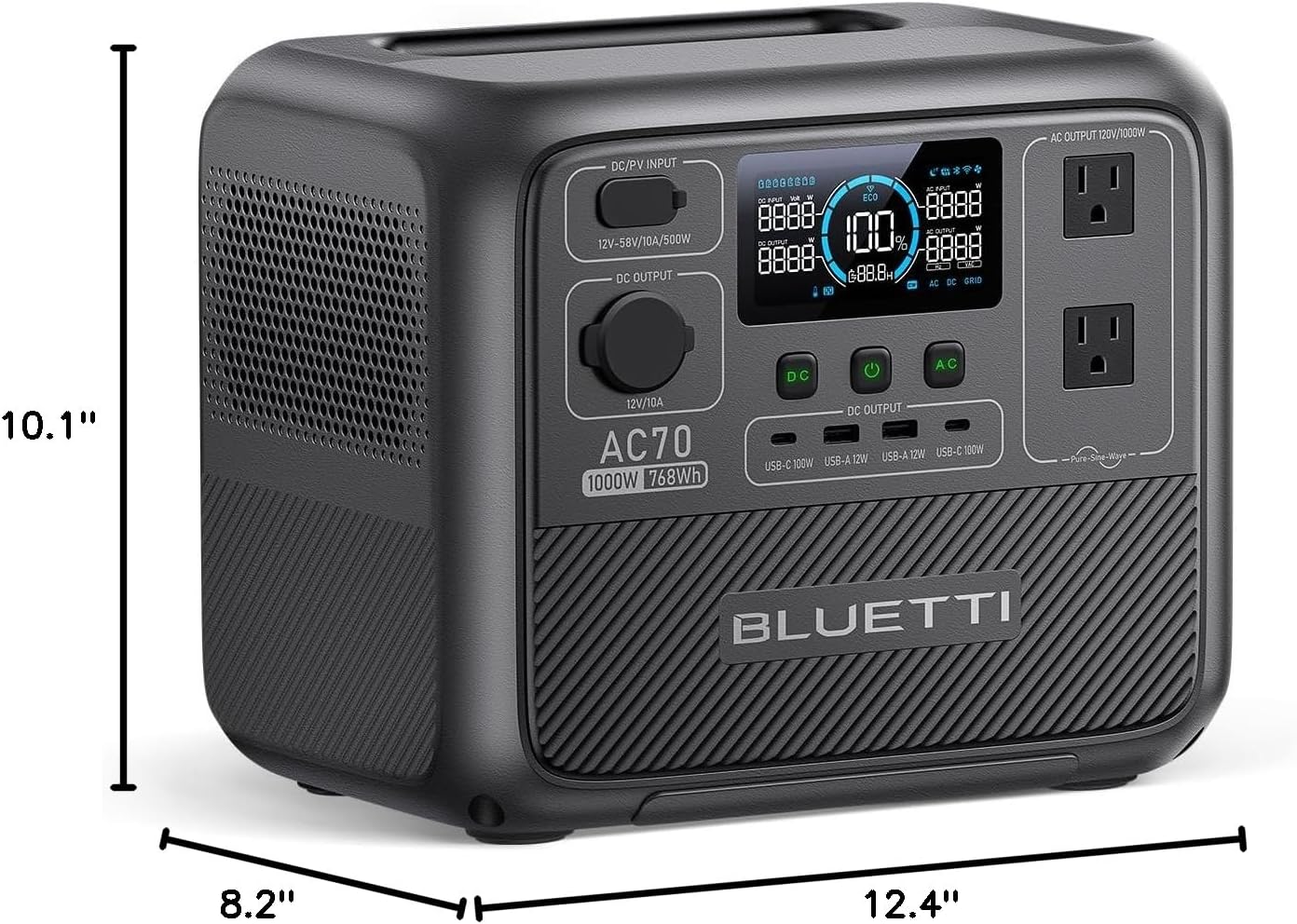 BLUETTI Solar Generator AC70 - 768Wh Lifepo4 Backup Power