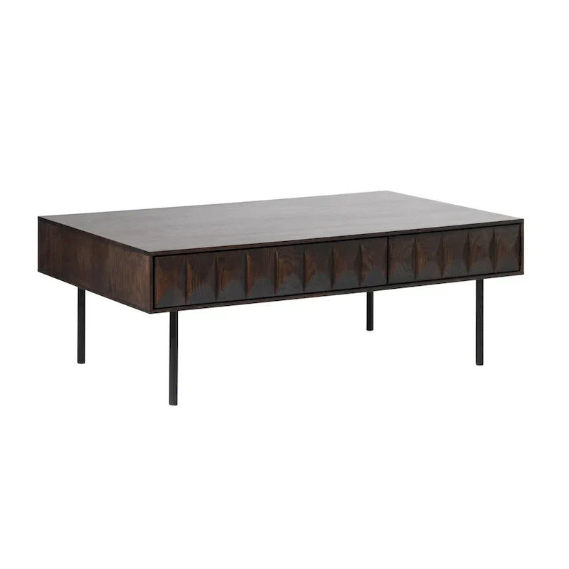 Rye Studio Contemporary 46-Inch Wide Espresso Oak Coffee Table with 2 Drawers - Dimensions: 28W x 46L x 16.5H