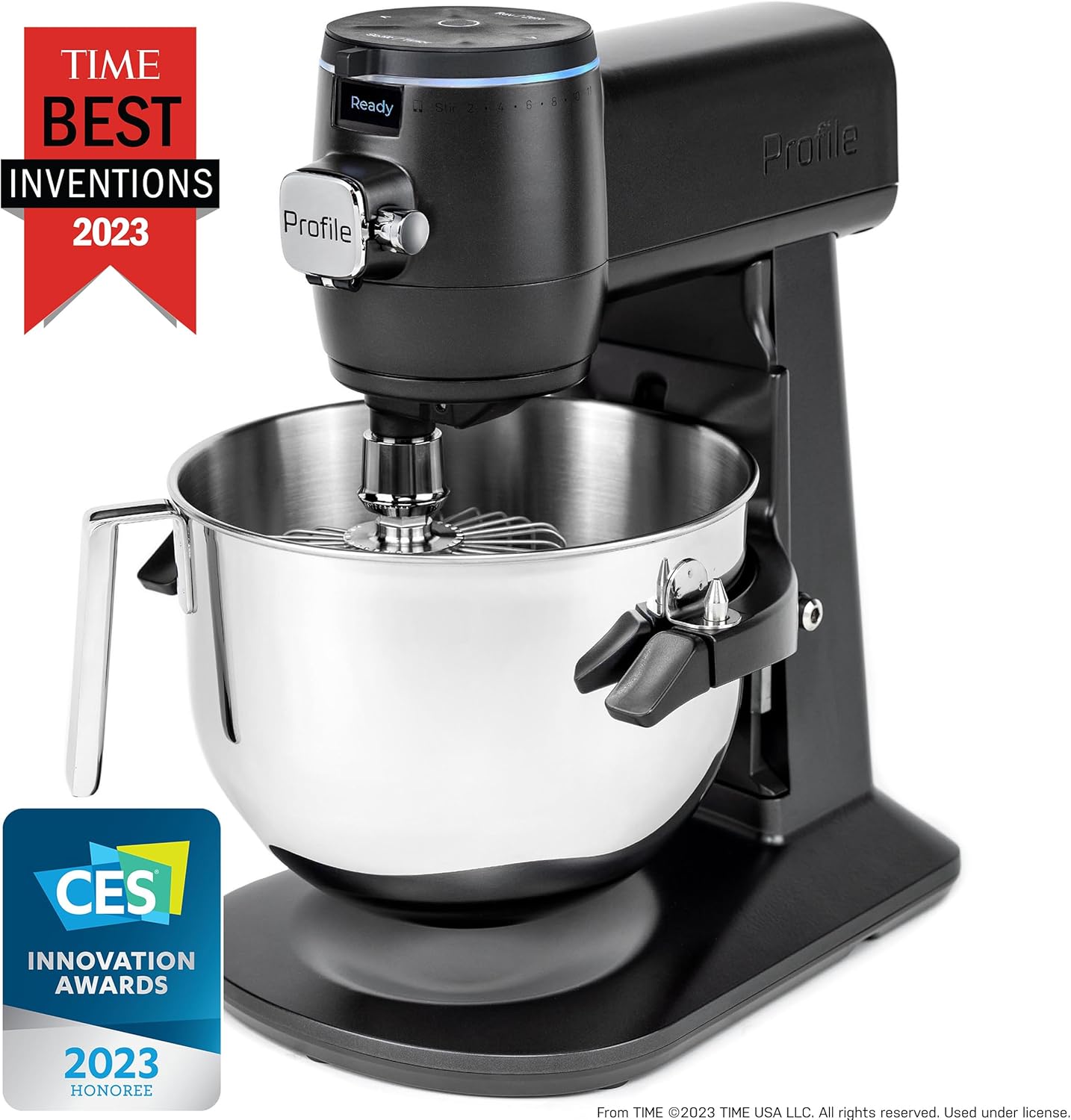 GE Profile Smart Stand Mixer w/Built-In Smart Scale & Auto Sense Technology, 7qt Stainless Steel Bowl, 11 Speed l Dough Hook, Beater, 11-wire whip l works w/Amazon Alexa & Google Home l Stone White