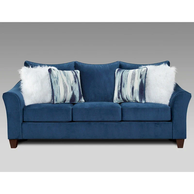 Roundhill Furniture Camero Navy Blue Fabric Pillowback 4-Piece Sofa Set