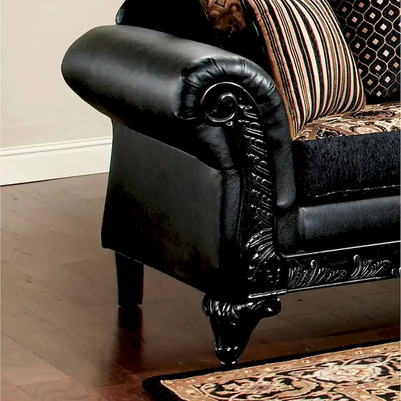 Chateau Classic Black Faux Leather Loveseat by Furniture of America