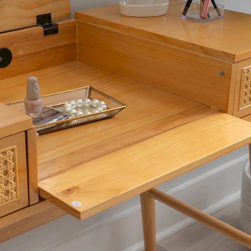 Chantal Natural Wood Vanity with 2 Cane Drawers