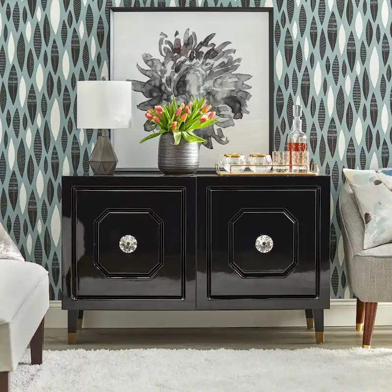 angelo:HOME Jaslene Glossy Glam Media Buffet Cabinet