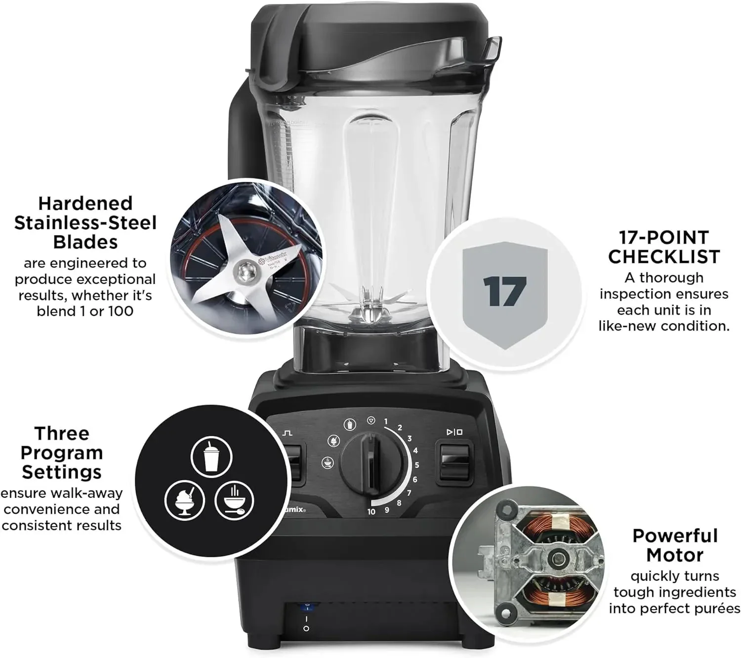 Vitamix Explorian Blender, Professional Grade, 64 oz. Low Profile Container, Black