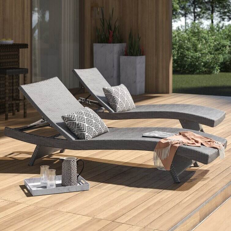 Breton Outdoor Wicker Chaise Lounge (Set of 2)