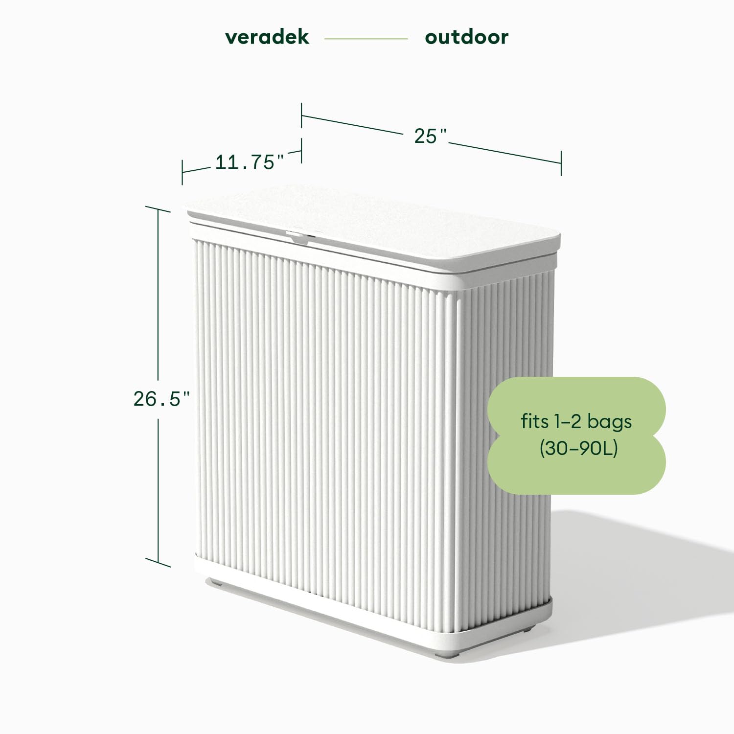 VERADEK Tambour Series Outdoor Trash Can with Lid - 30 Gallon Waste Bin