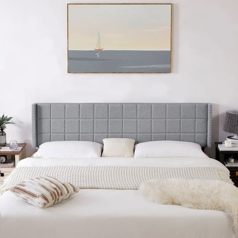 Javlergo Adjustable Upholstered Wingback Headboard for Queen/King Size Beds with Double Nailhead Trim
