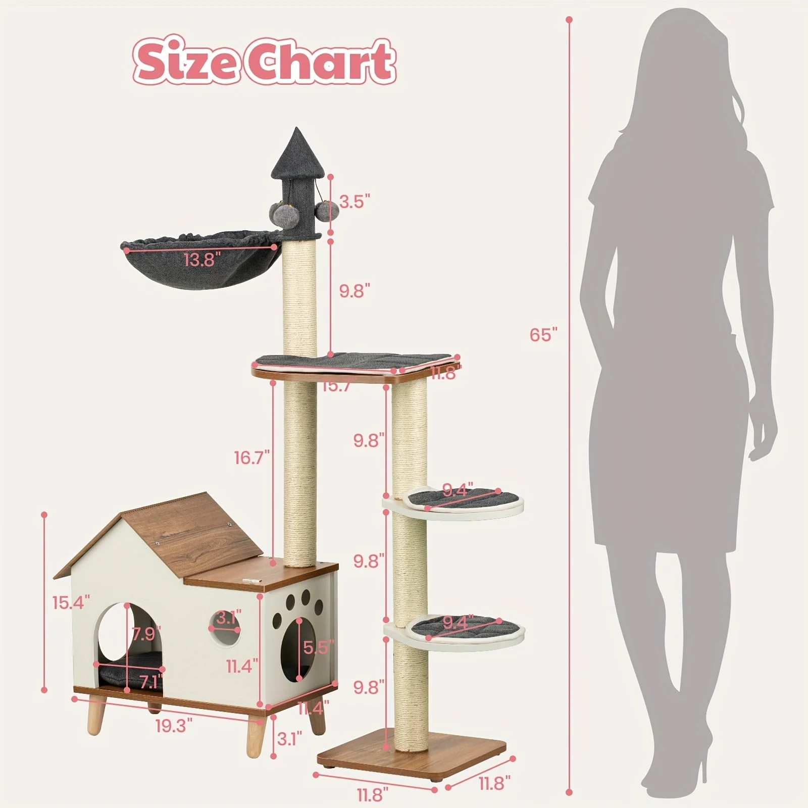 Wooden House Cat Tree