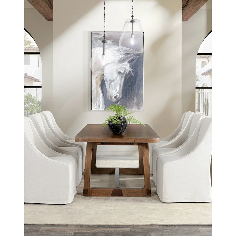 Classic Home Lyra Extendable Dining Table in Smoke Brown - Adjustable Width 80-110W x 39D x 30H