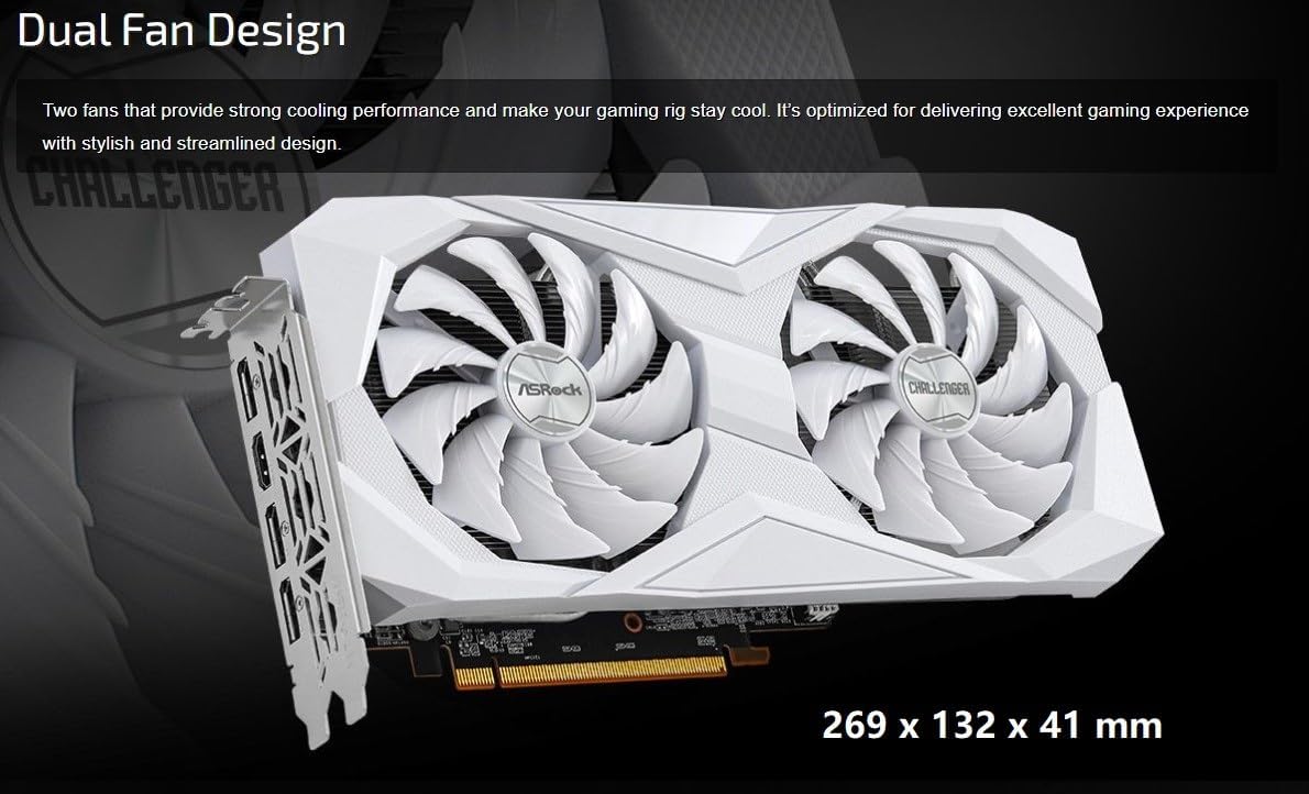 ASROCK Amd Radeon Rx 6600 8GB Graphics Card - Silent Cooling