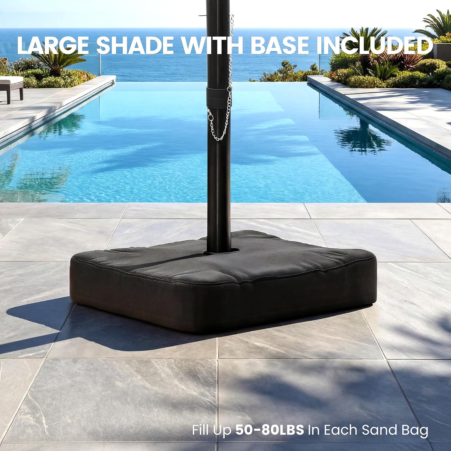 10ft Cantilever Patio Umbrella Offset 360° Rotation Tilt Base Included UV Resistant Beige OL-HT039 OL-HT040