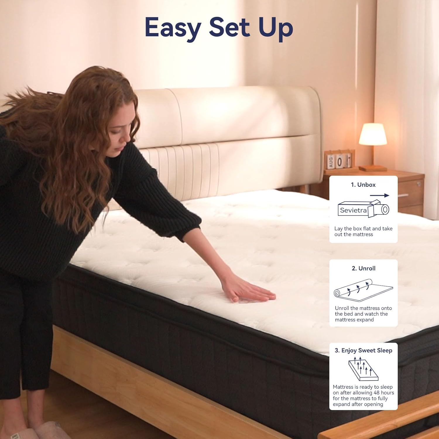 CRYREINA Queen Hybrid Mattress 12 Inch - Medium Firm Comfort