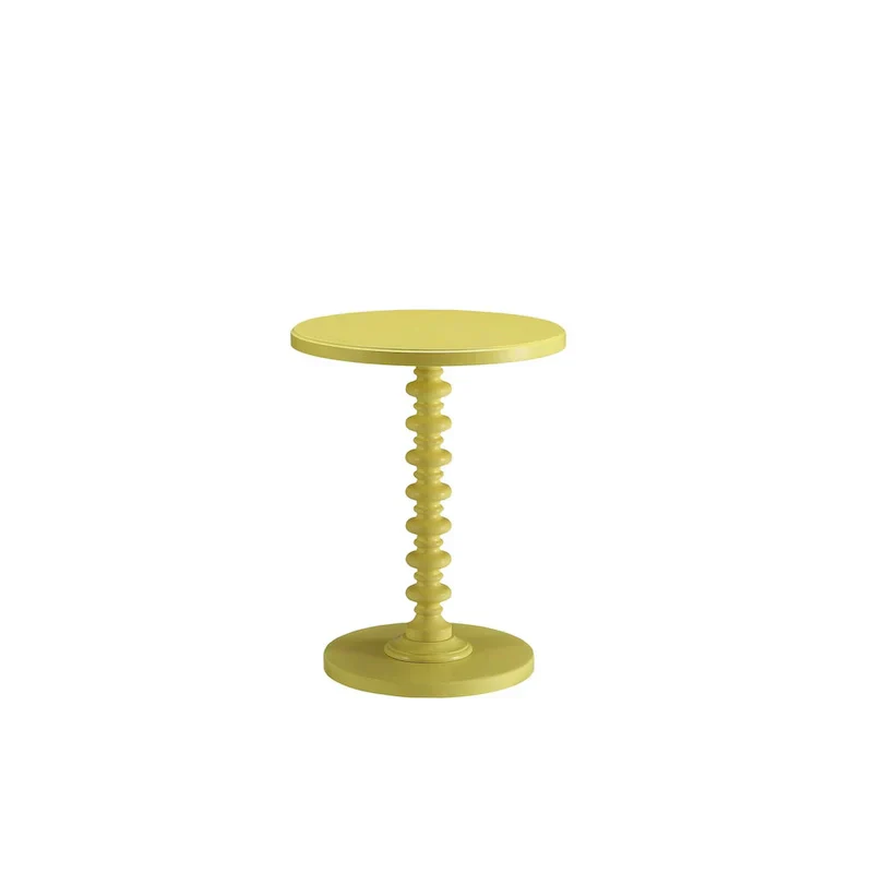 HomeRoots 22-Inch Yellow Wood Round Pedestal End Table