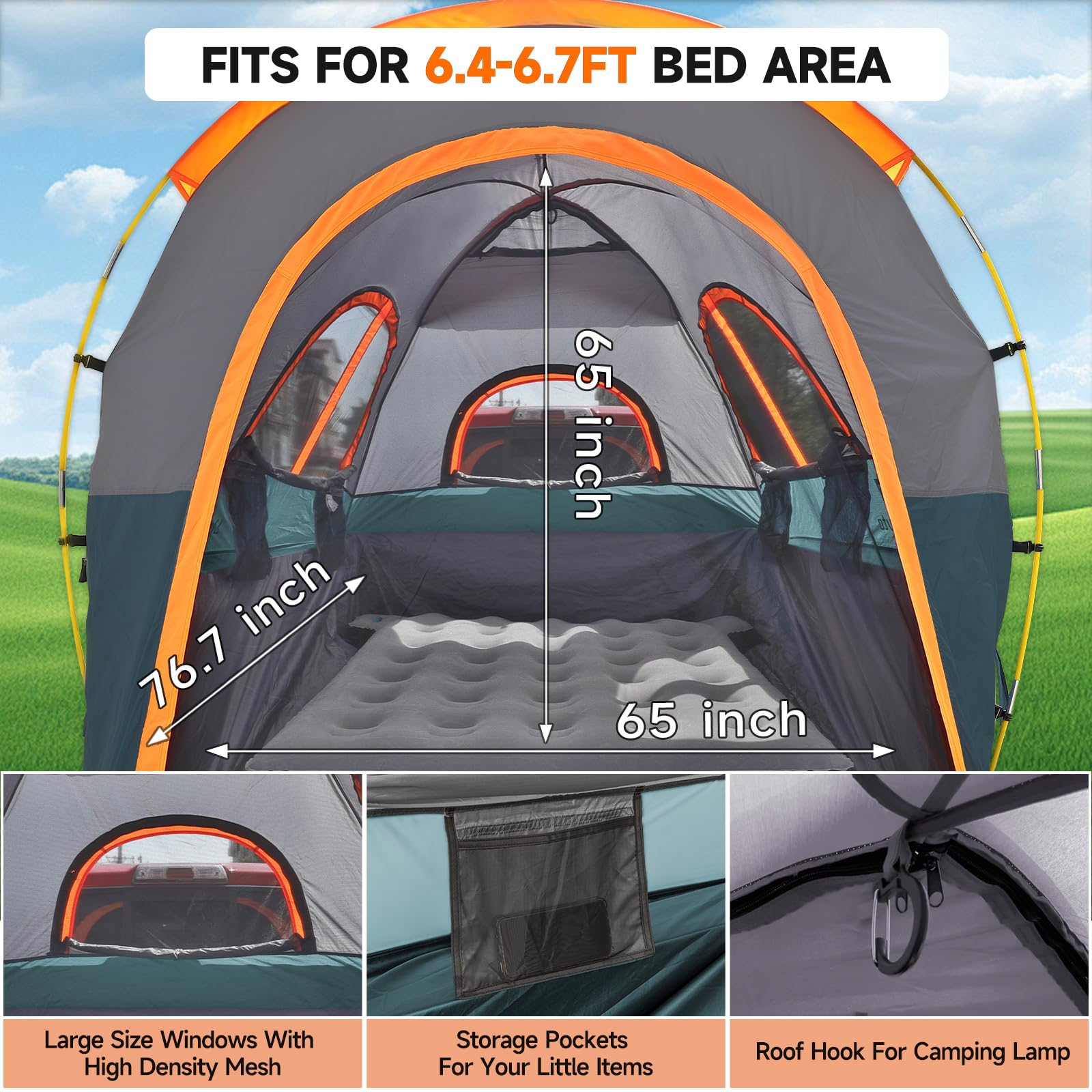 UMBRAUTO Truck Bed Tent with Awning for Full Size Pickup