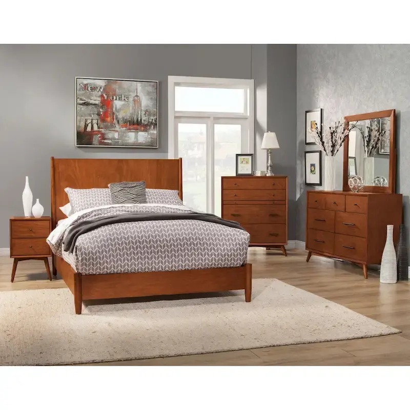 Carson Carrington Grenivik Mid-Century Modern Bed with Panel Design