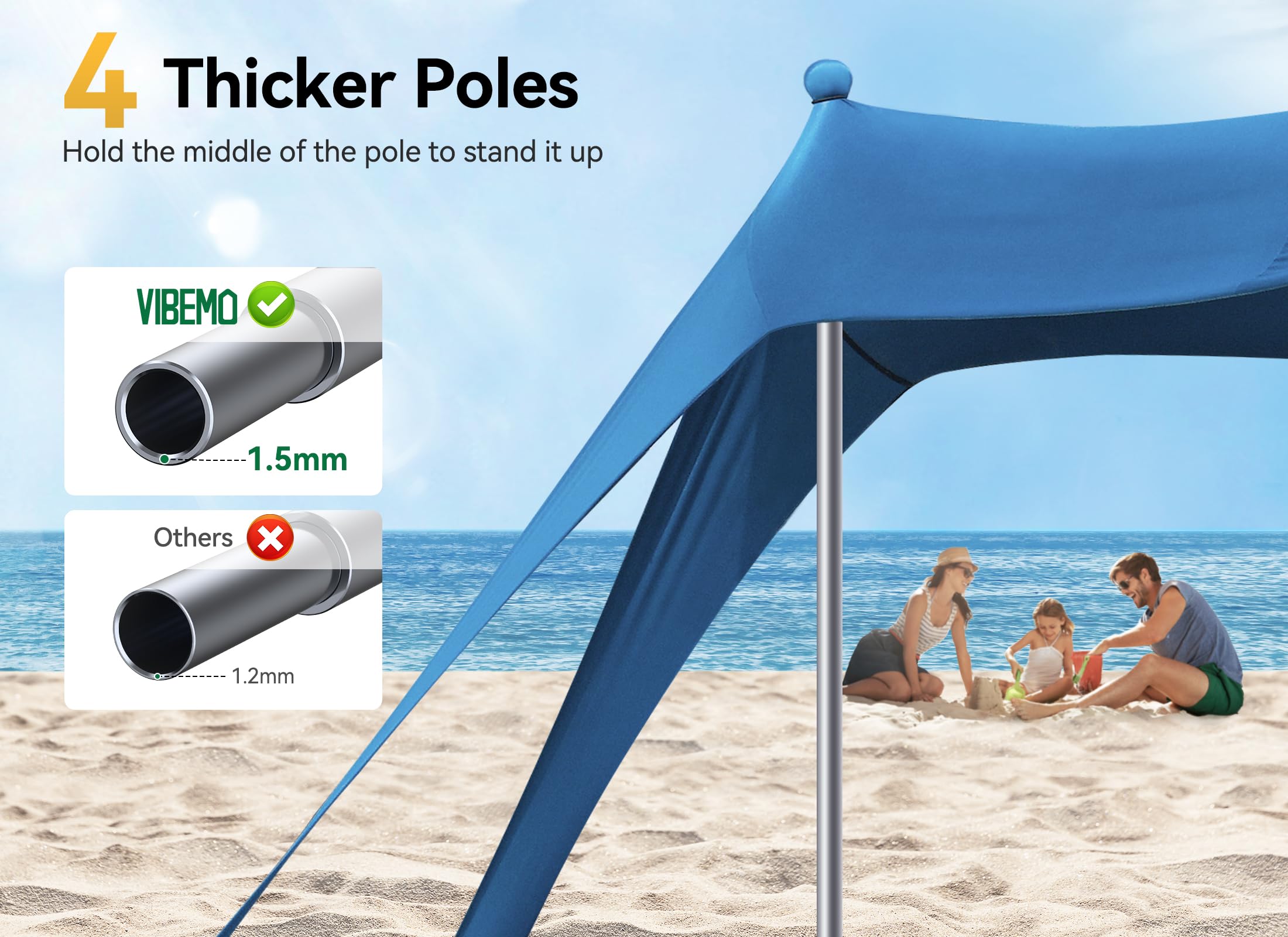 VIBEMO Beach Tent with UPF50+ UV Protection, 10x10ft