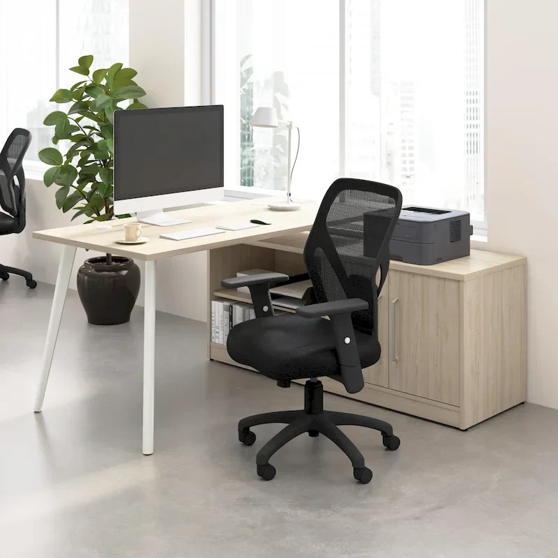 Bush Business Furniture Vista 60-Inch L-Shaped Desk with Storage Cabinet