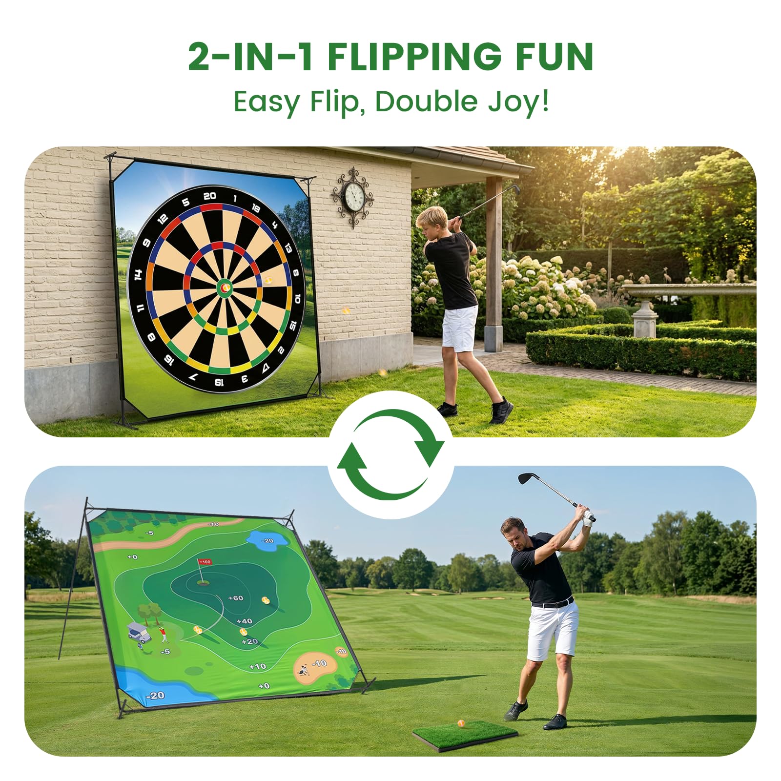 TOTOSIN Golf Chipping Game Mat - 6x6FT Double-Sided Set