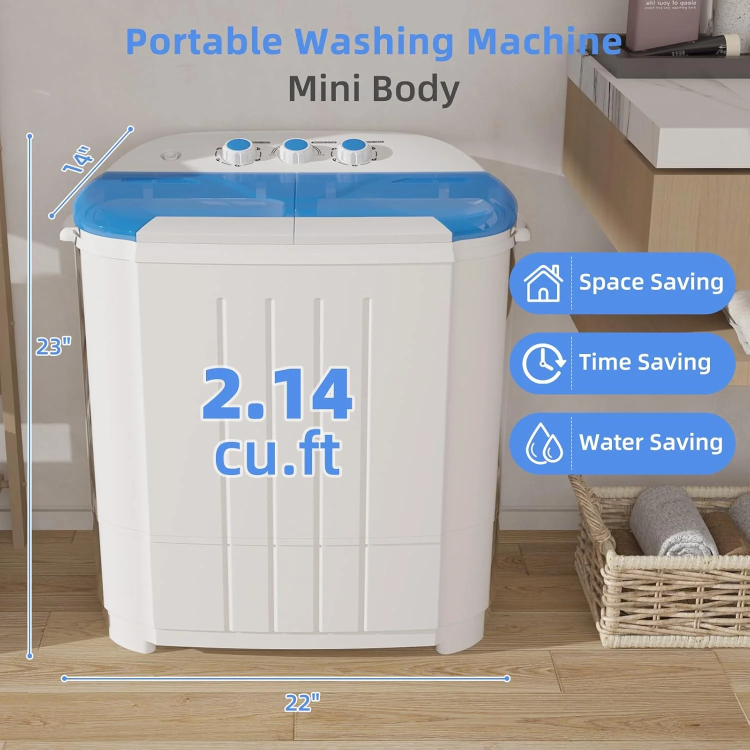 VCJ Portable Washing Machine - Twin Tub Compact Washer