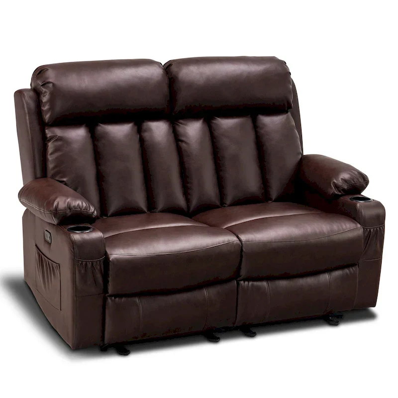 MCombo Faux Leather Electric Reclining Sofa with Heat and Massage - Models 6095/6075/6077