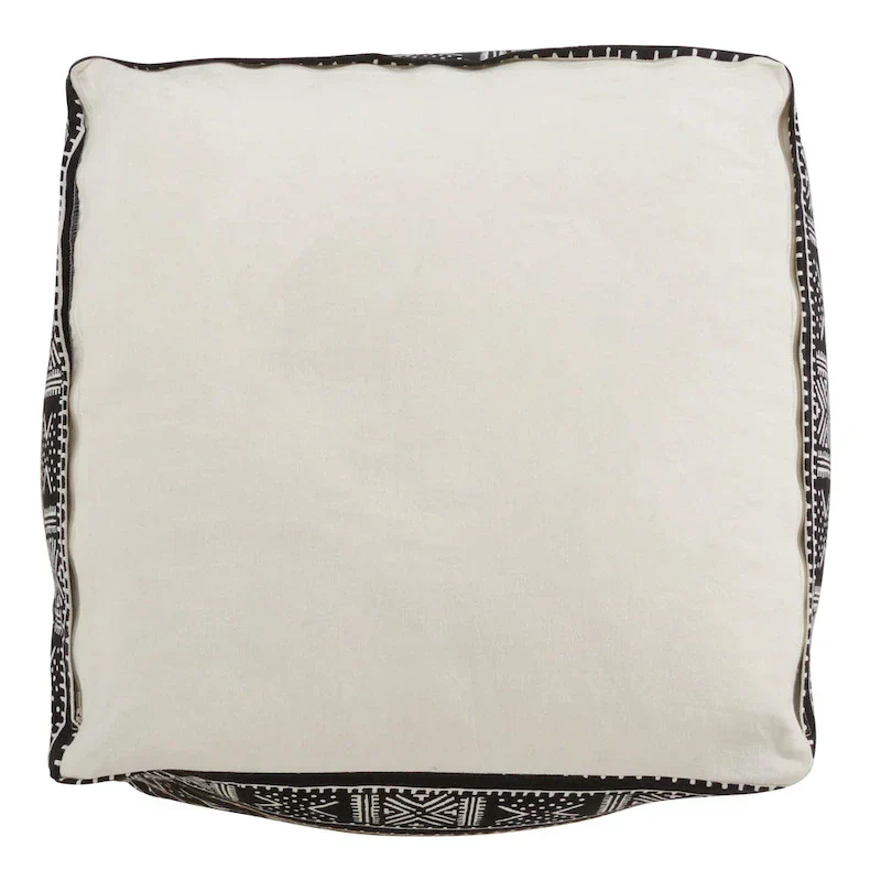 Dark Mudcloth Patterned Floor Pouf