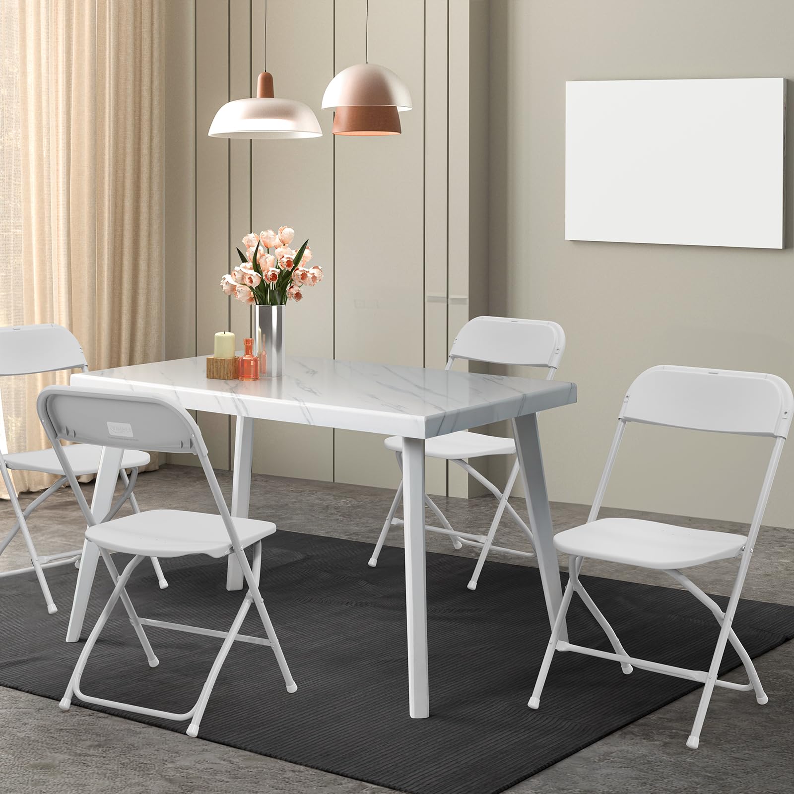 VINGLI 10 Pack White Folding Chairs - Indoor/Outdoor, 350lb Capacity