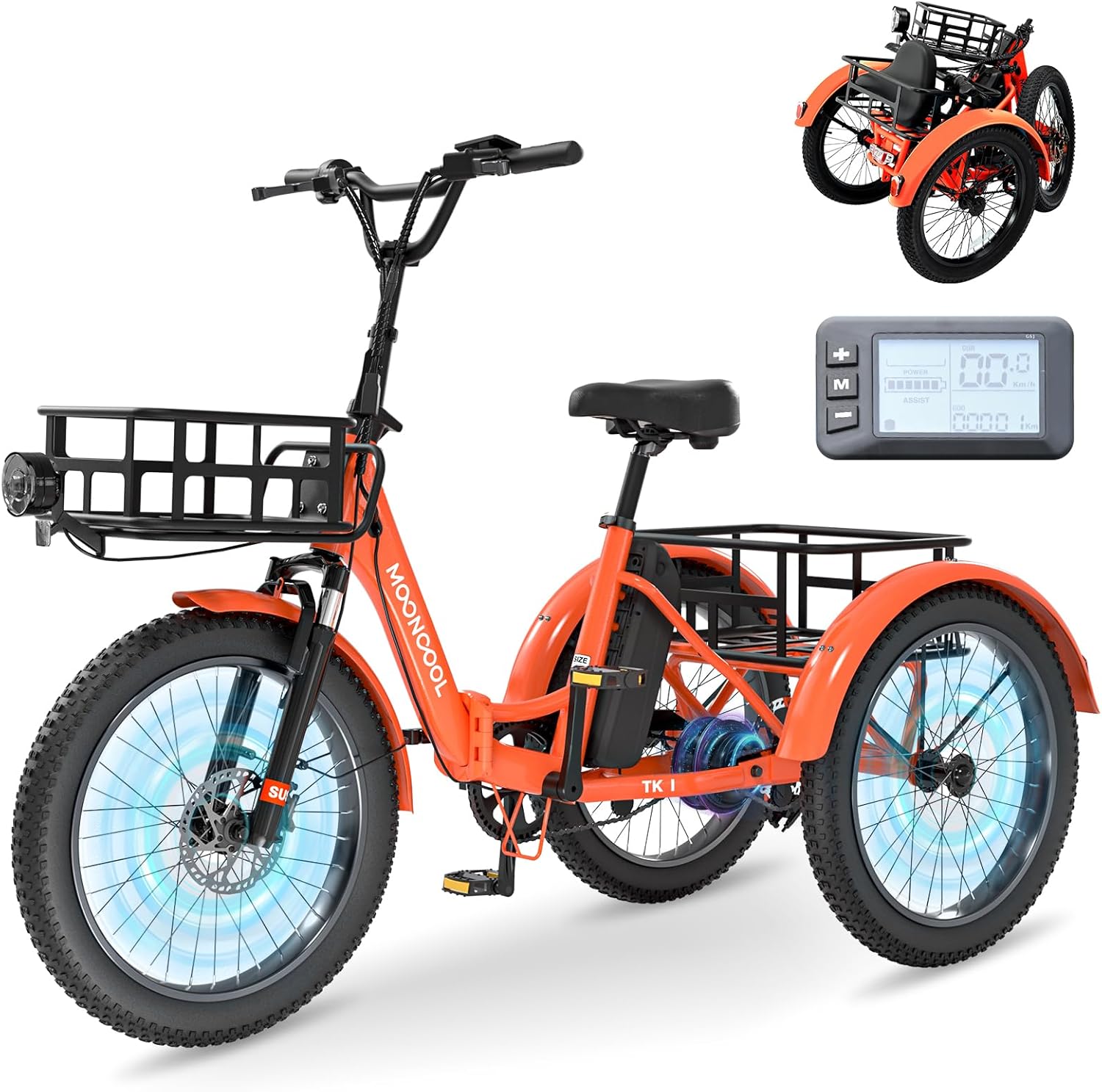 MOONCOOL Electric Tricycle for Adults, 500W/750W 48V 20
