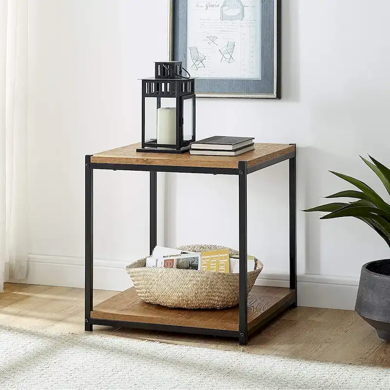 Caffoz Tall Side Table with Storage Shelf