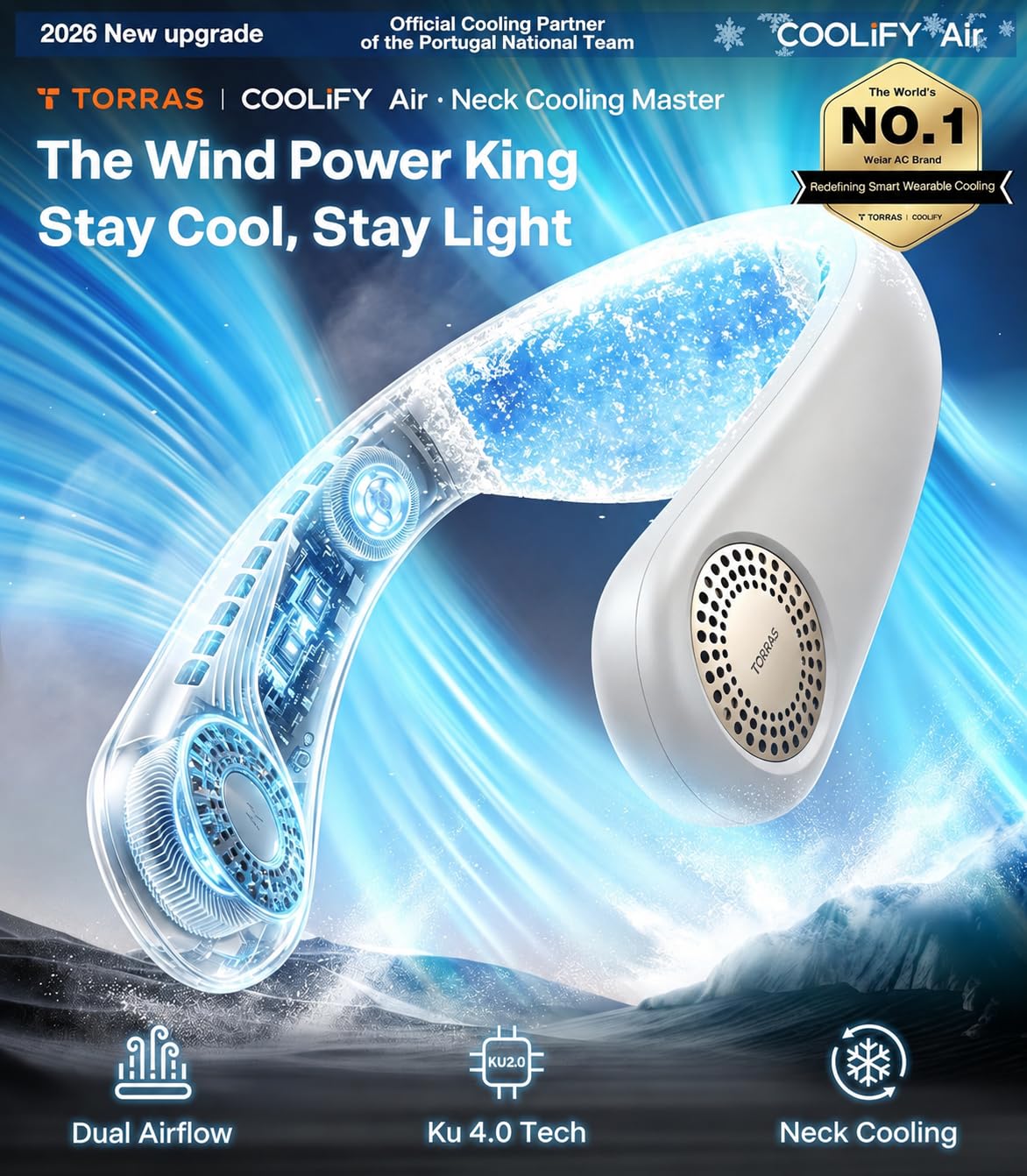 TORRAS COOLiFY 2026 Neck Fan - Dual-Airflow Portable AC