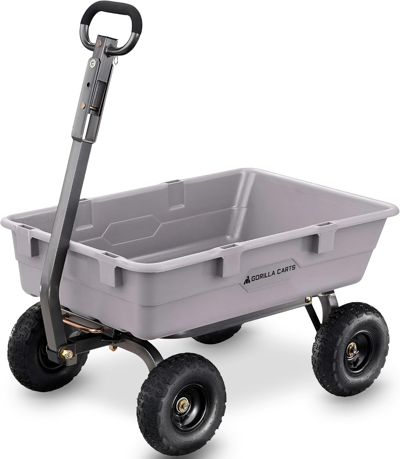 Gorilla Carts Heavy Duty Poly Yard Dump Cart Garden Wagon, Utility Wagon with Easy to Assemble Steel Frame, 1500 Pound Capacity, and 16 Inch Tires