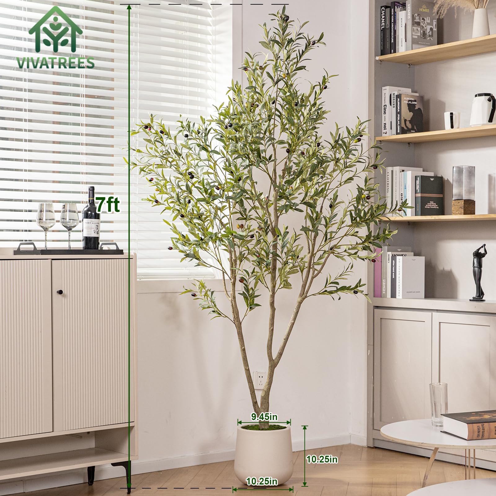 VIVATREES Olive Tree 7FT Artificial Indoor with Planter