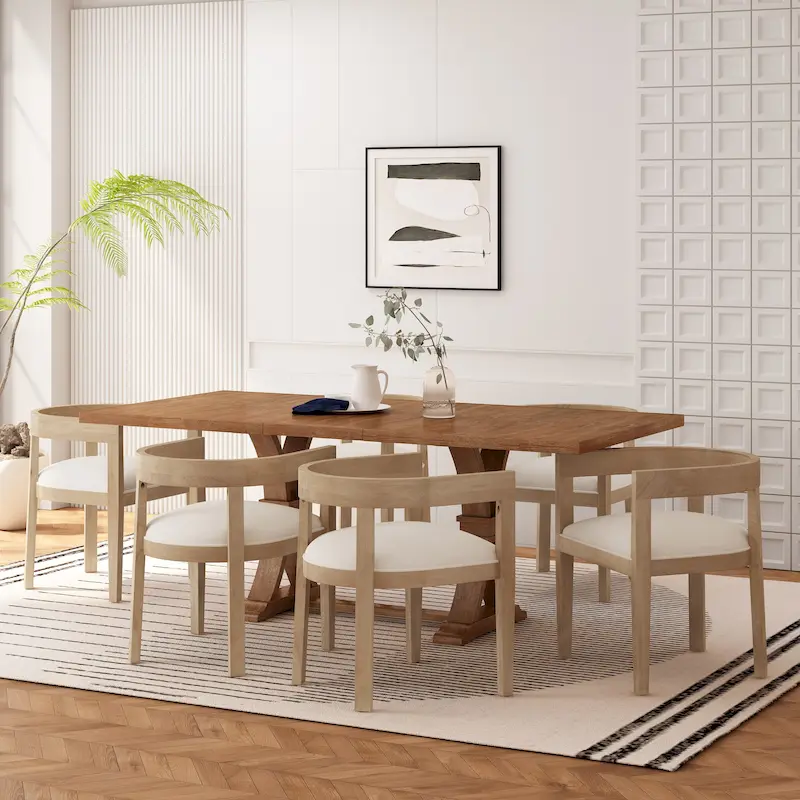 Christopher Knight Home 7-Piece Dining Set with Hudson Fabric and Wood