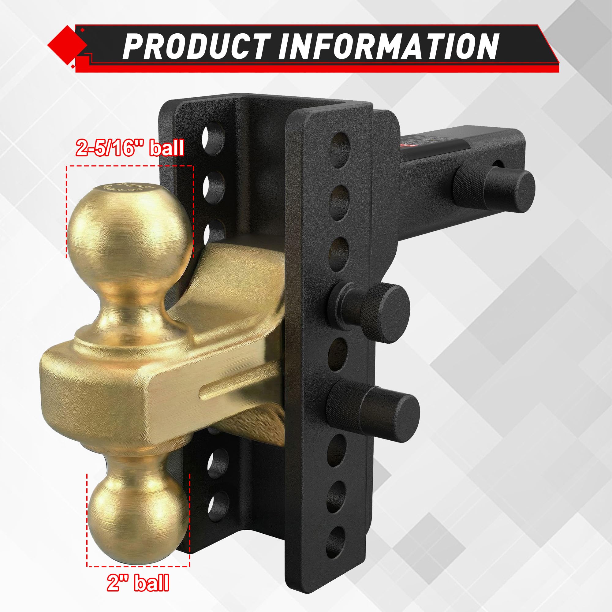 TYT Adjustable Truck Trailer Hitch for 2 Receiver