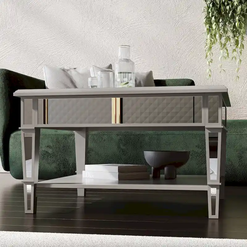 SEI Furniture Wheaton Square Coffee Table with Shelf and Mirror Finish