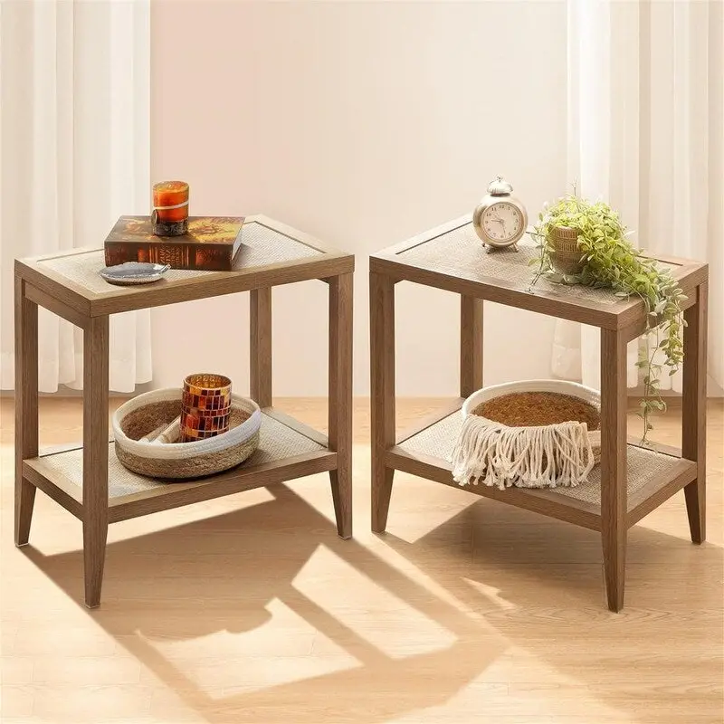 Set of 2 Living Room End Tables - Dimensions: 14D x 24W x 24H