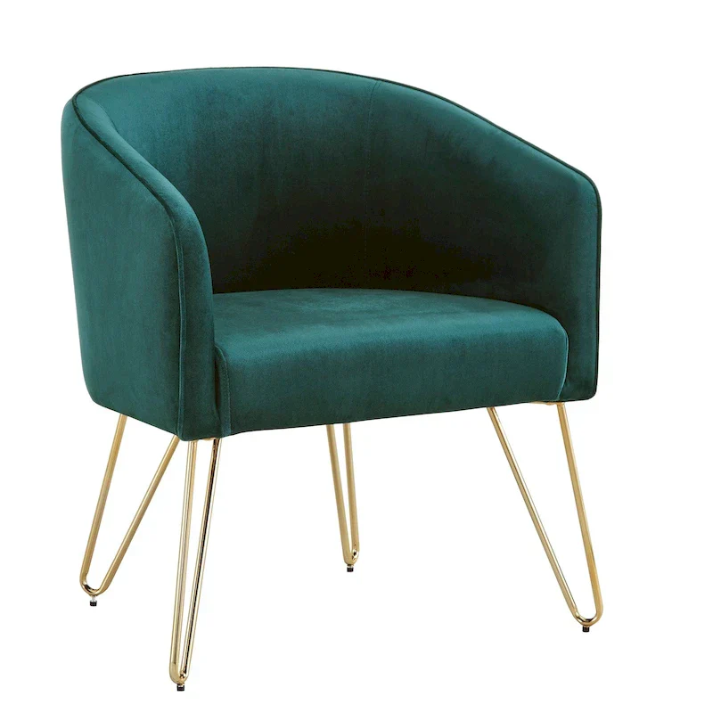 Bette Velvet Accent Chair with Gold Finish by iNSPIRE Q Bold