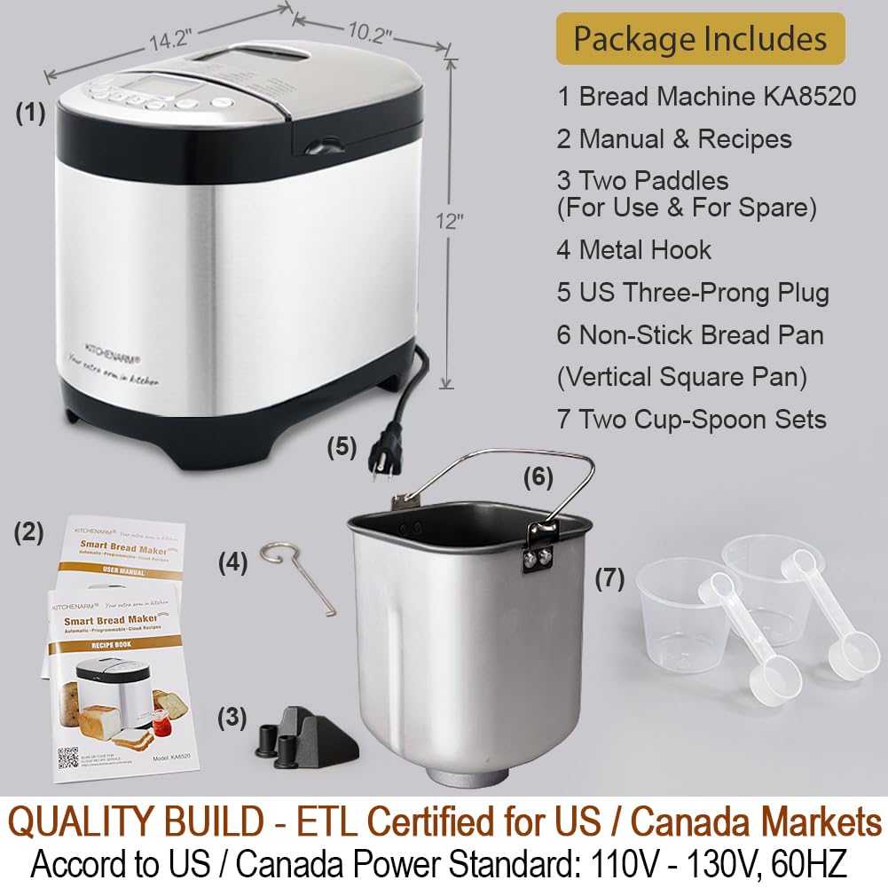 KITCHENARM 29-in-1 SMART Bread Machine with Gluten