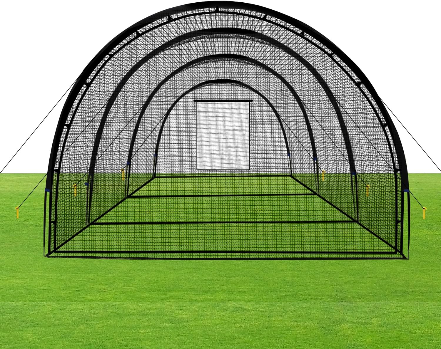 Baseball Batting Cage Net Batting Cages for Backyard Portable Baseball and Softball Batting Cages with Pitching Machine Hole and Detachable Door for Backyard Outdoor Hitting Practice