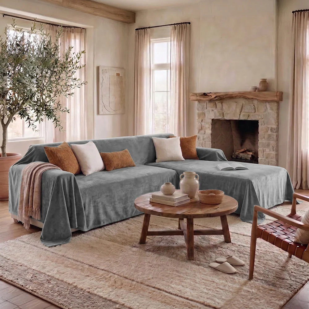 Soft and Waterproof Scratch-Resistant Non-Linting Throw  Sectional Couch Cover
