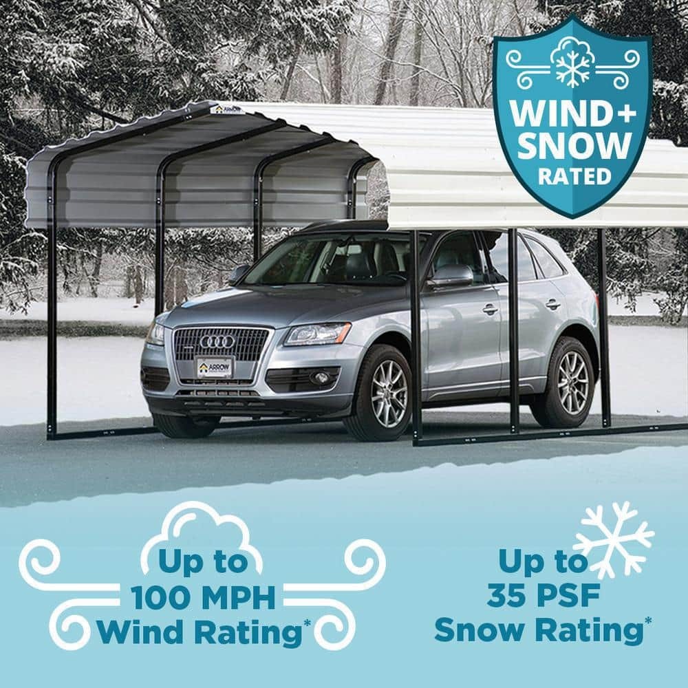 Arrow - Eggshell Galvanize Steel Carport, Car Canopy and Shelter