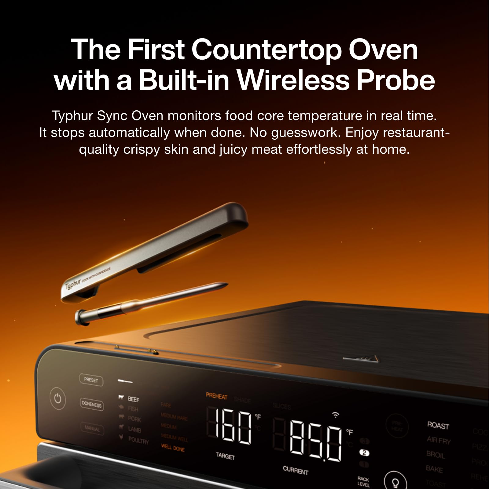 TYPHUR Sync Oven with Wireless Meat Thermometer Probe