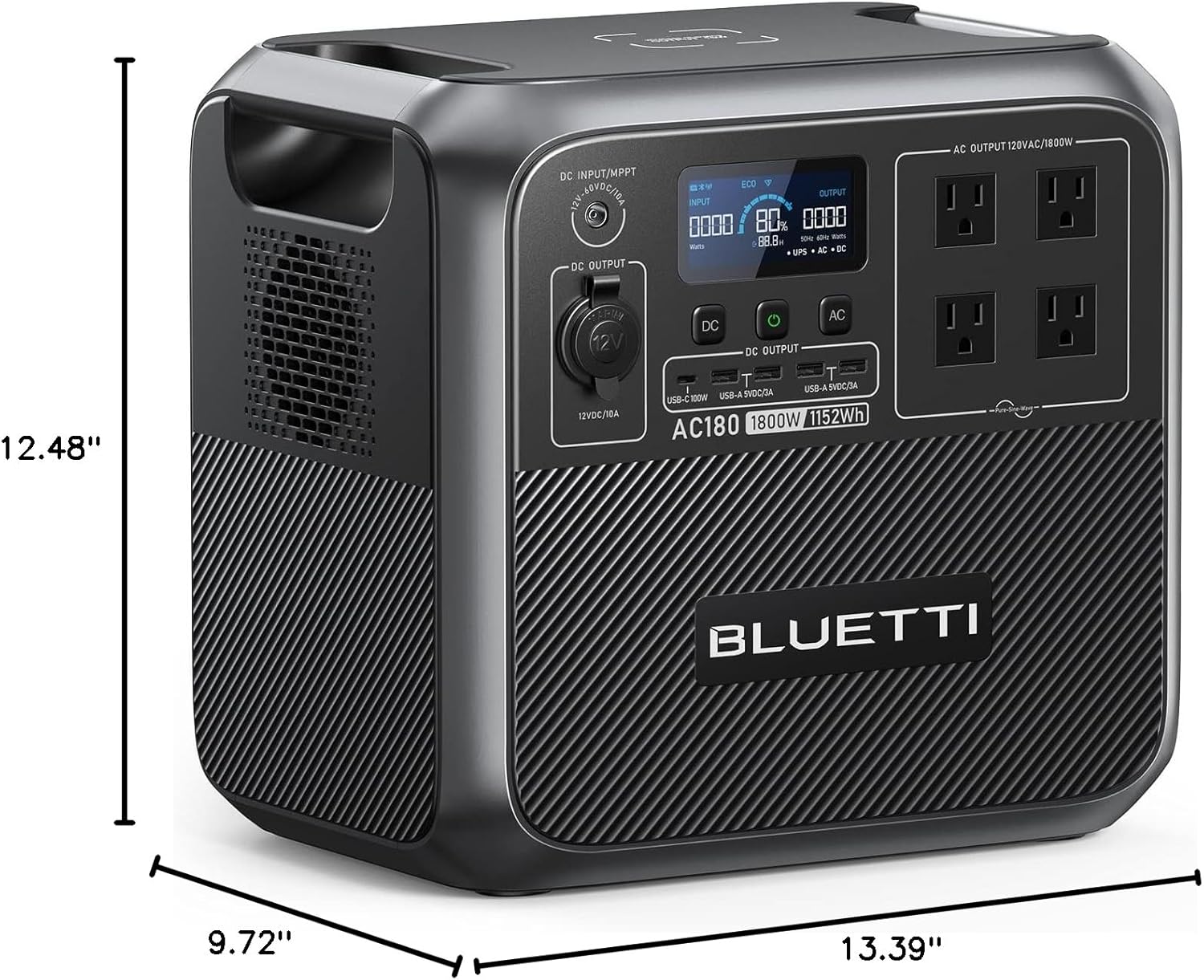 BLUETTI Solar Generator AC180 - 1152Wh Battery Backup, 4 AC Outlets