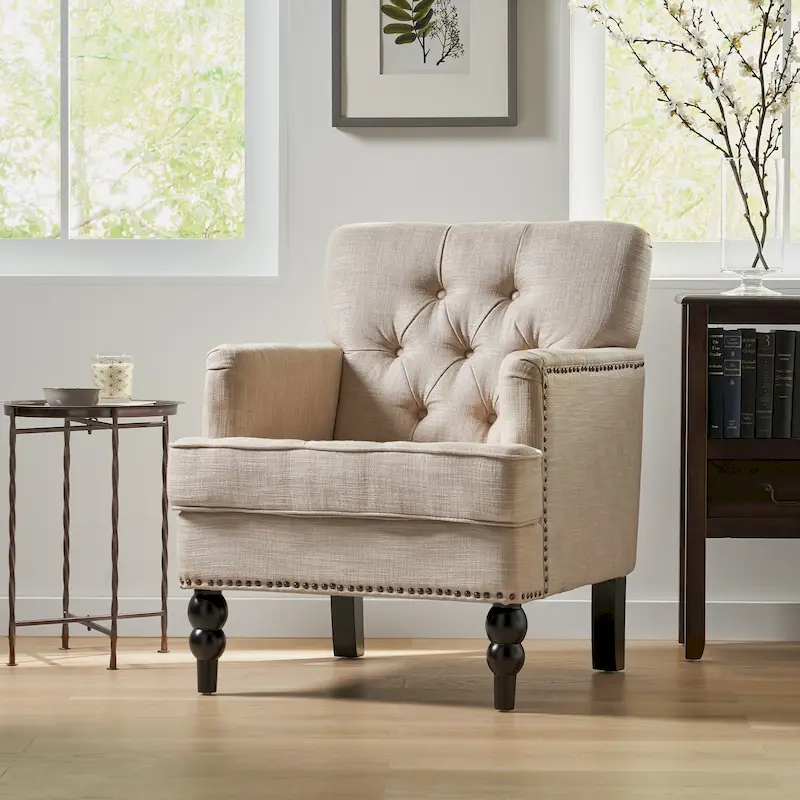 Christopher Knight Home Malone Tufted Back Fabric Club Chair - Dimensions: 28