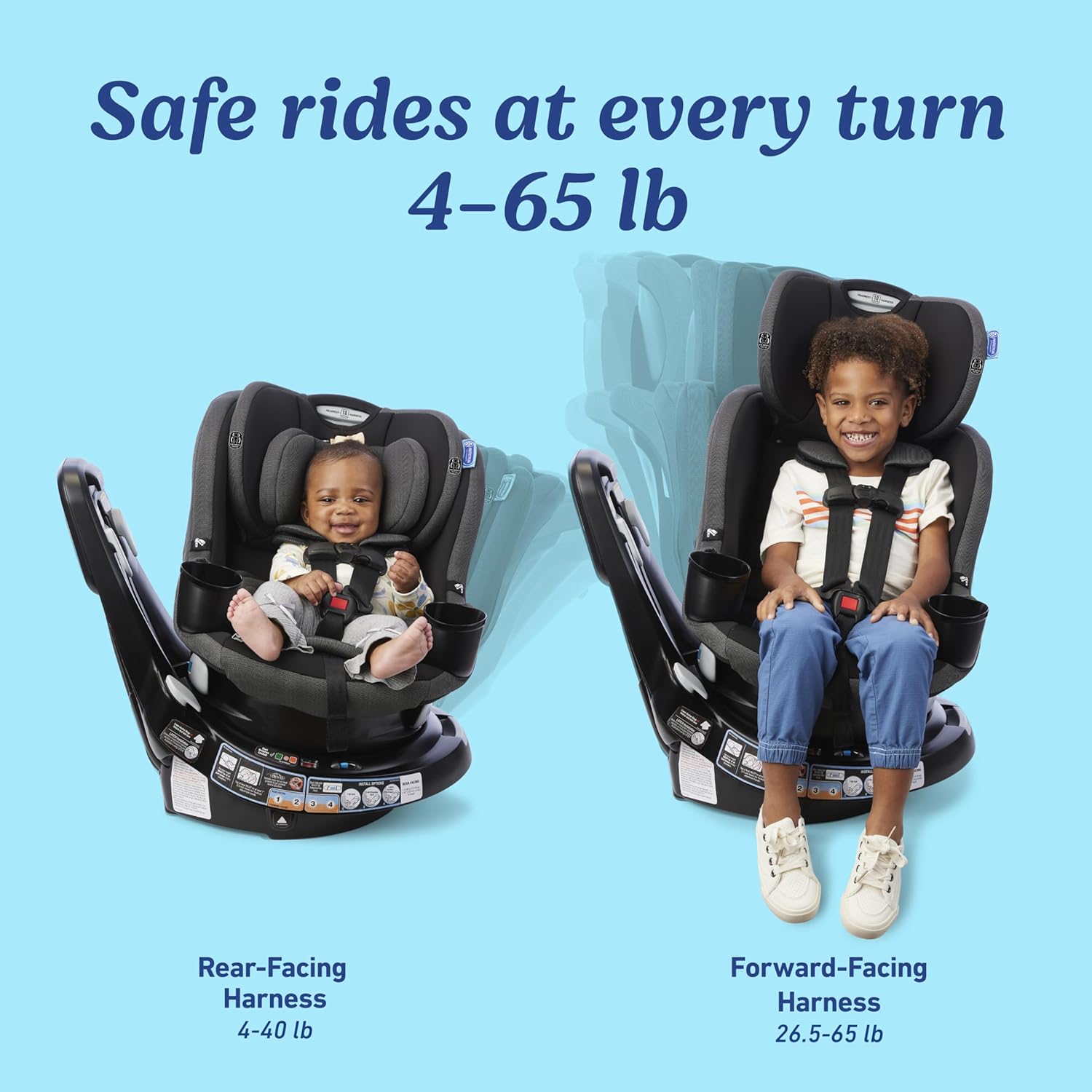 360° rotating convertible car seat 2-in-1 infant to toddler rear and forward facing slim design Cyran