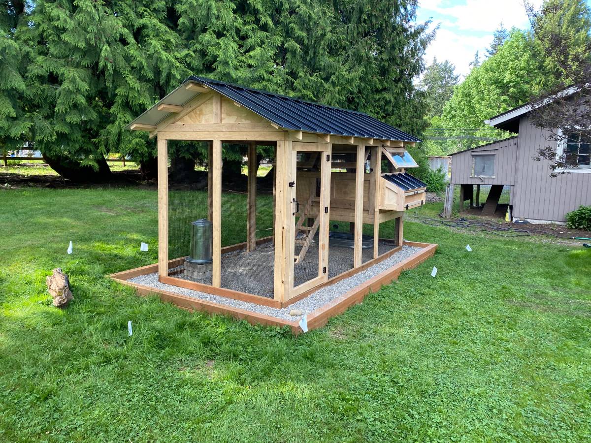 Walk-In Cedar Chicken Coop 6’ Wide – Handcrafted Douglas Fir Frame | Built On Site